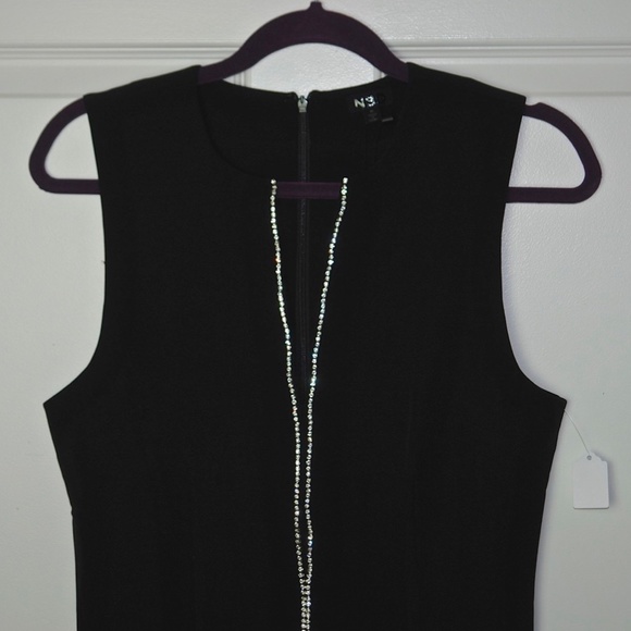 SOLD NWT NBD Phineas Black Sleevless Rhinestone Front Plunge Neck Mini Dress Med - Picture 11 of 11